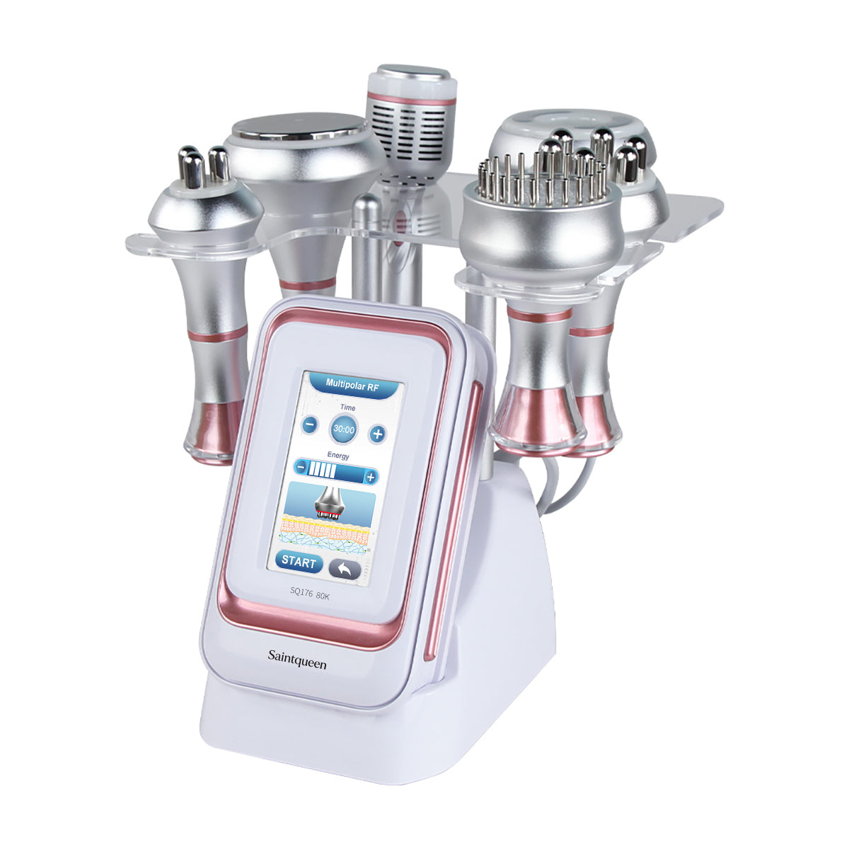 SQ176C Pro 6-in-1 80K cavitation machine with included attachments