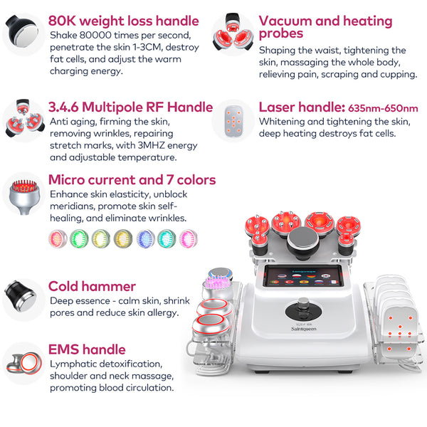 SQ154A Max | Sculpt Max Laser + EMS 11-in-1 80K Body-Contouring-Gerät – Ultraschall-Kavitation, RF, Vakuummassage, BIO-LED und Kühlfunktion