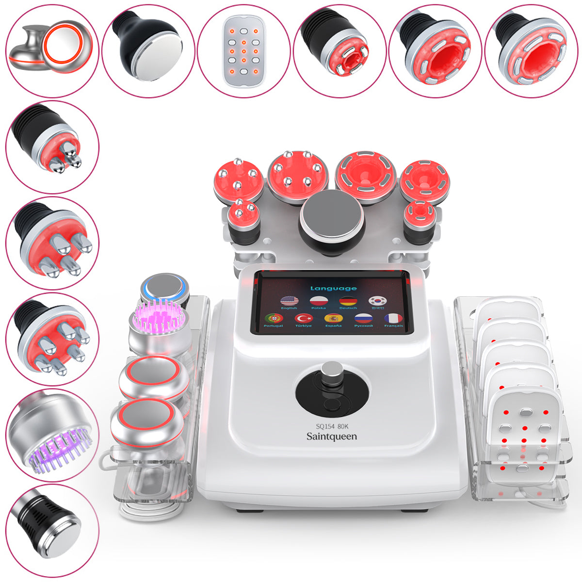 SQ154B Max | Sculpt Max EMS 11-in-1 80K Body-Contouring-Gerät – multipolare RF, Vakuummassage, Laser-Lipo-Pads, EMS, BIO-LED und Kühlfunktion