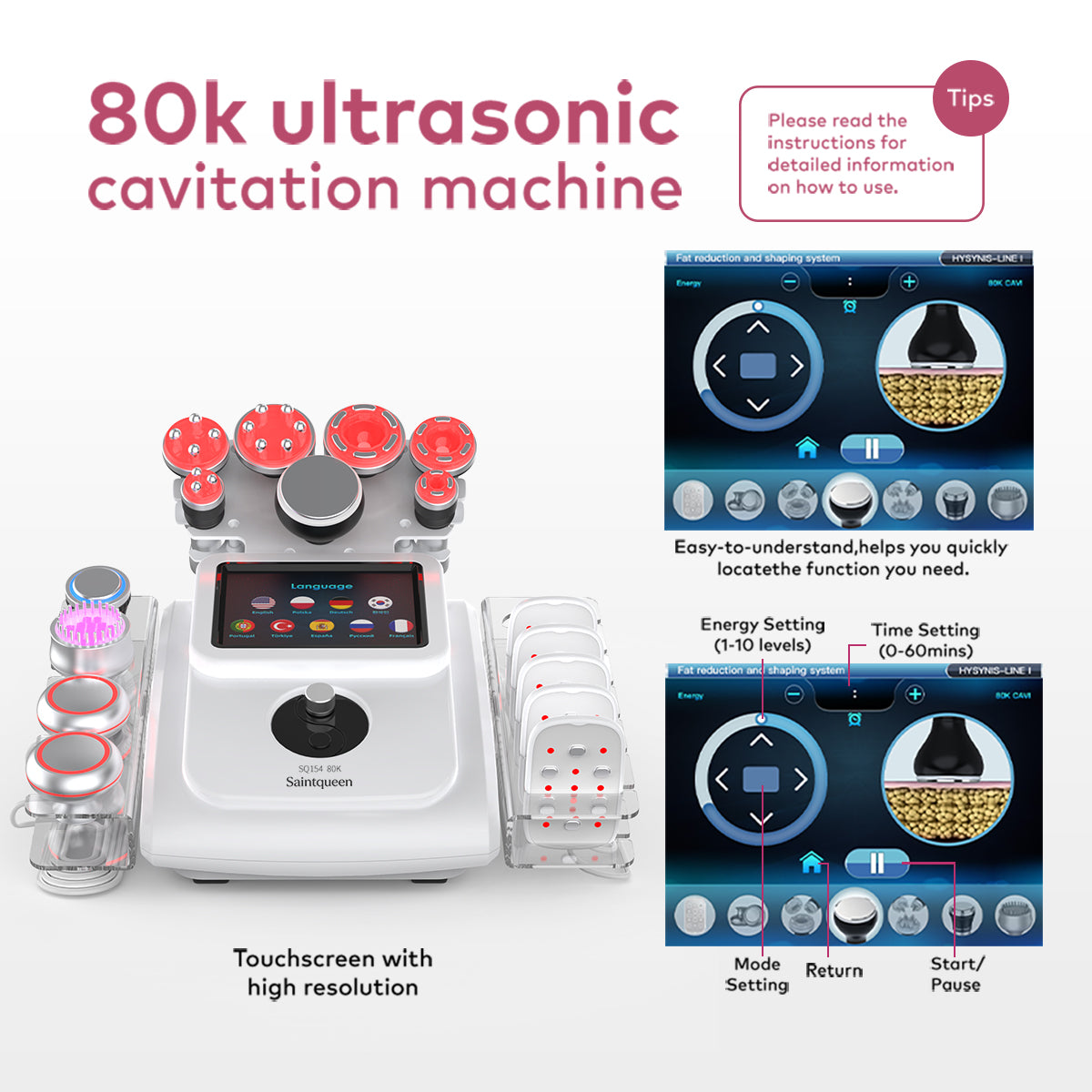 SQ154B Max | Sculpt Max EMS 11-in-1 80K Body-Contouring-Gerät – multipolare RF, Vakuummassage, Laser-Lipo-Pads, EMS, BIO-LED und Kühlfunktion