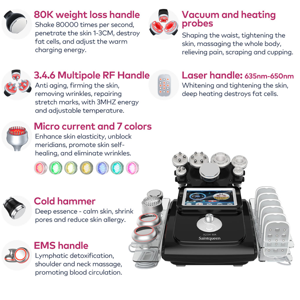 SQ154D Max | Sculpt Max Vacuum + Microcurrent 11-in-1 80K Body-Contouring-Gerät – Ultraschall-Kavitation, multipolare RF, Vakuummassage und EMS