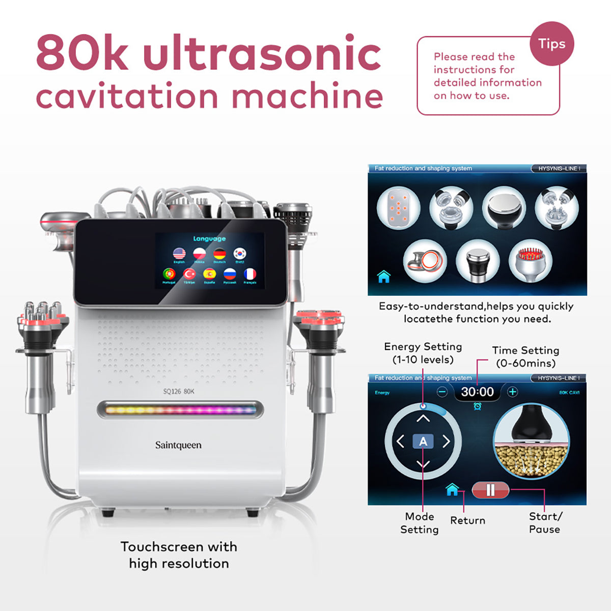SQ126A Max | Studio Max Cupping + EMS 11-in-1 80K Body-Contouring-Gerät – Ultraschall-Kavitation, multipolare RF, Vakuummassage und EMS