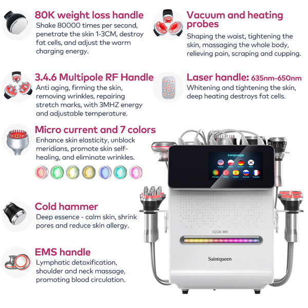 SQ126B Max | Studio Max EMS 11-in-1 80K Body-Contouring-Gerät – Ultraschall-Kavitation, multipolare RF, Vakuummassage und EMS