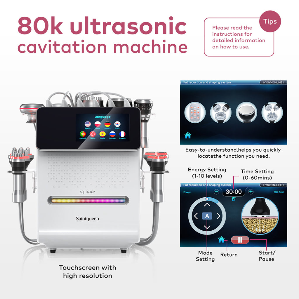 SQ126B Max | Studio Max EMS 11-in-1 80K Body-Contouring-Gerät – Ultraschall-Kavitation, multipolare RF, Vakuummassage und EMS