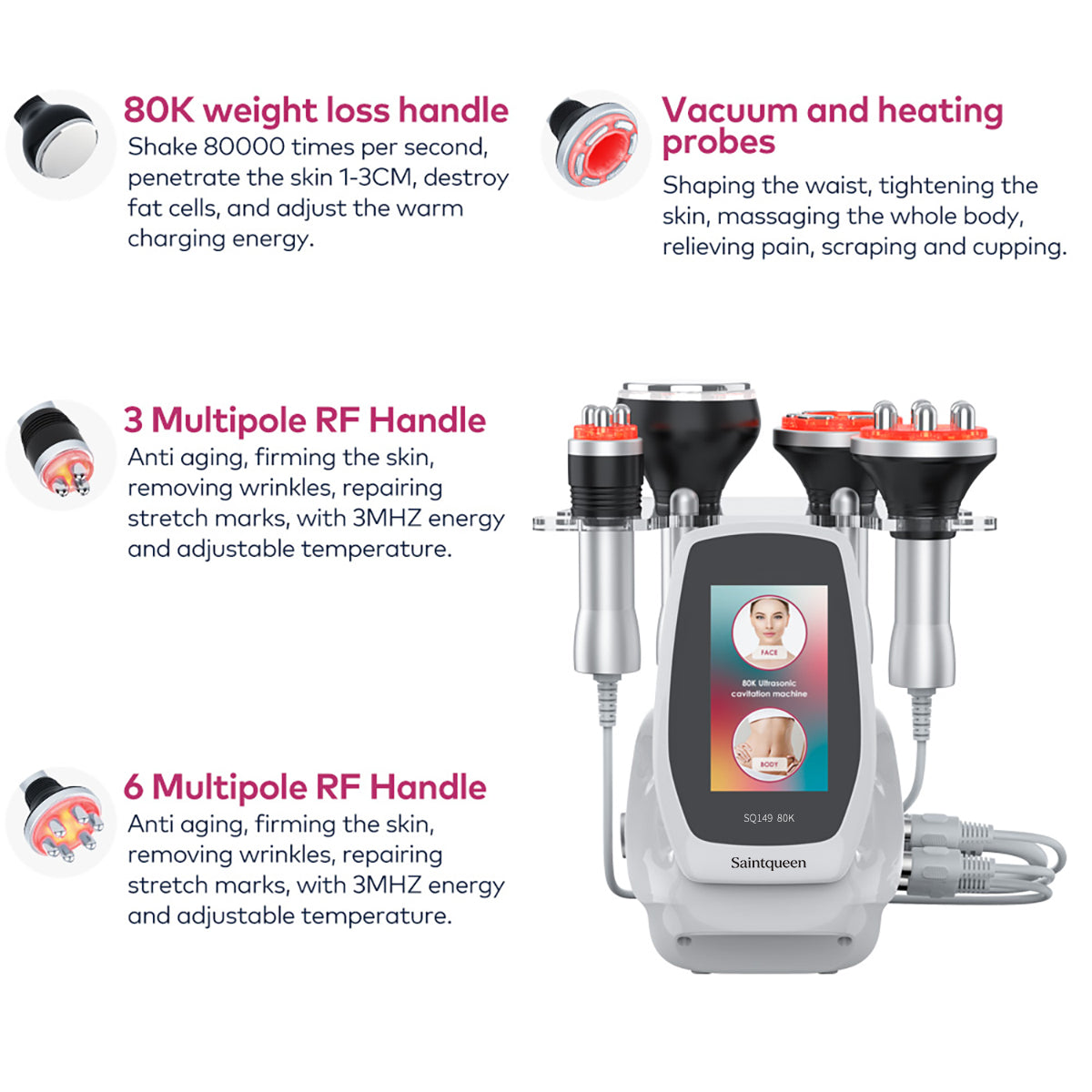 SQ149 Basic | Body Atelier Vacuum 4-in-1 80K Body-Contouring-Gerät – multipolare RF und Vakuummassage