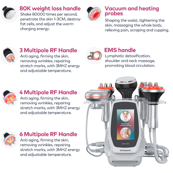SQ149 Pro | Body Atelier EMS 6-in-1 80K Body-Contouring-Gerät – Ultraschall-Kavitation, multipolare RF, Vakuummassage und EMS