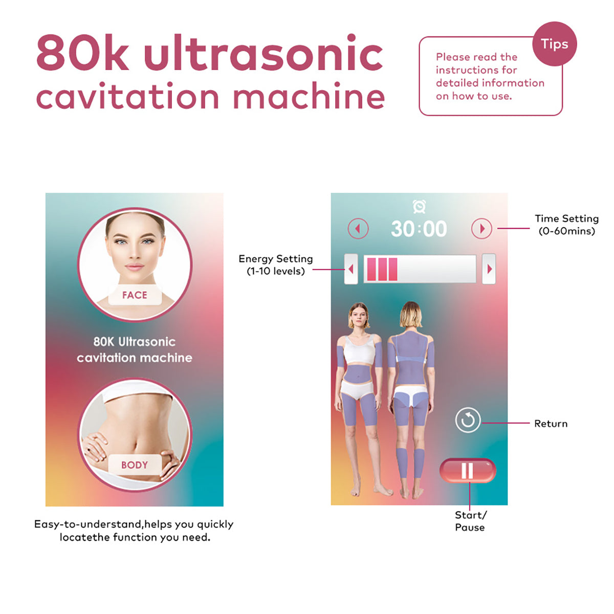 SQ149 Pro | Body Atelier EMS 6-in-1 80K Body-Contouring-Gerät – Ultraschall-Kavitation, multipolare RF, Vakuummassage und EMS