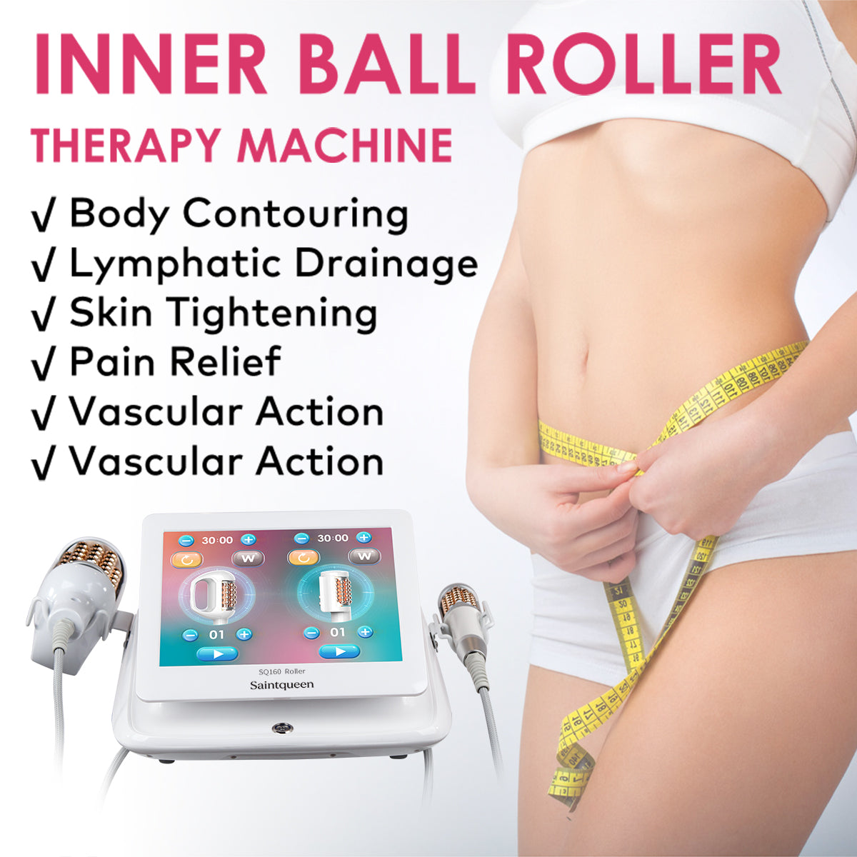 SQ160B | Dual Contour Roll – 360°-Mikrovibrationsroller mit zwei Handstücken für Gesicht und Körper