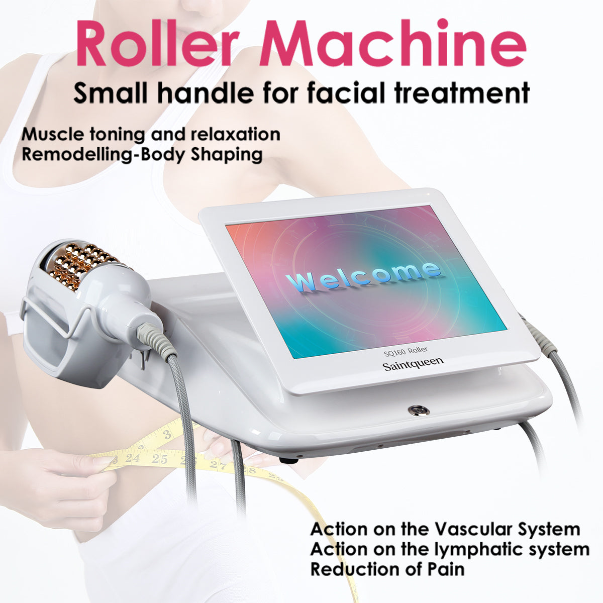 SQ160B | Dual Contour Roll – 360°-Mikrovibrationsroller mit zwei Handstücken für Gesicht und Körper