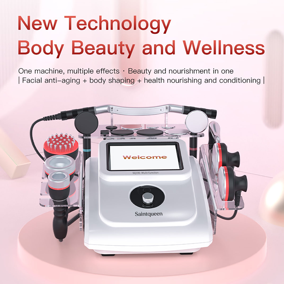 SQ191 | 8-in-1 448K System für Gesicht und Körper – Rotlicht, Mikrostrom, Vakuumwärme und Faszienmassage