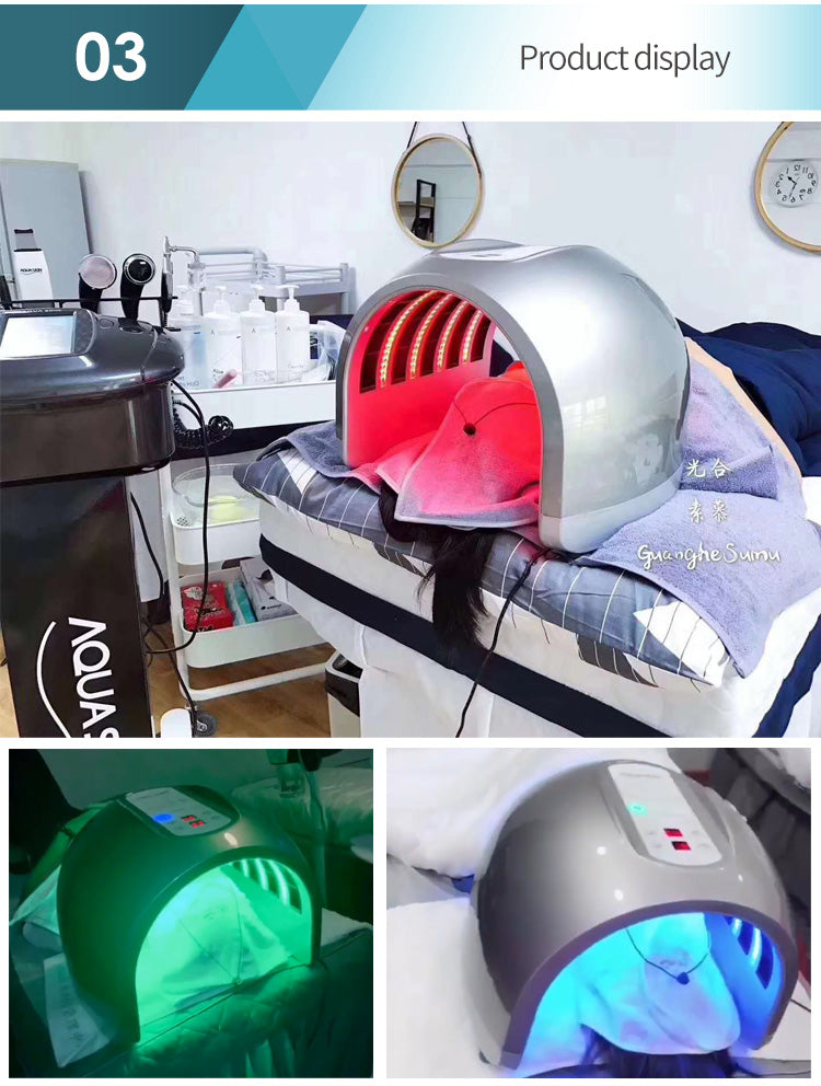 SQ3 | Facial FIR Glow Studio – Multi-LED, 4 Farben, LED-Lichtpflegegerät, Wärmefunktion