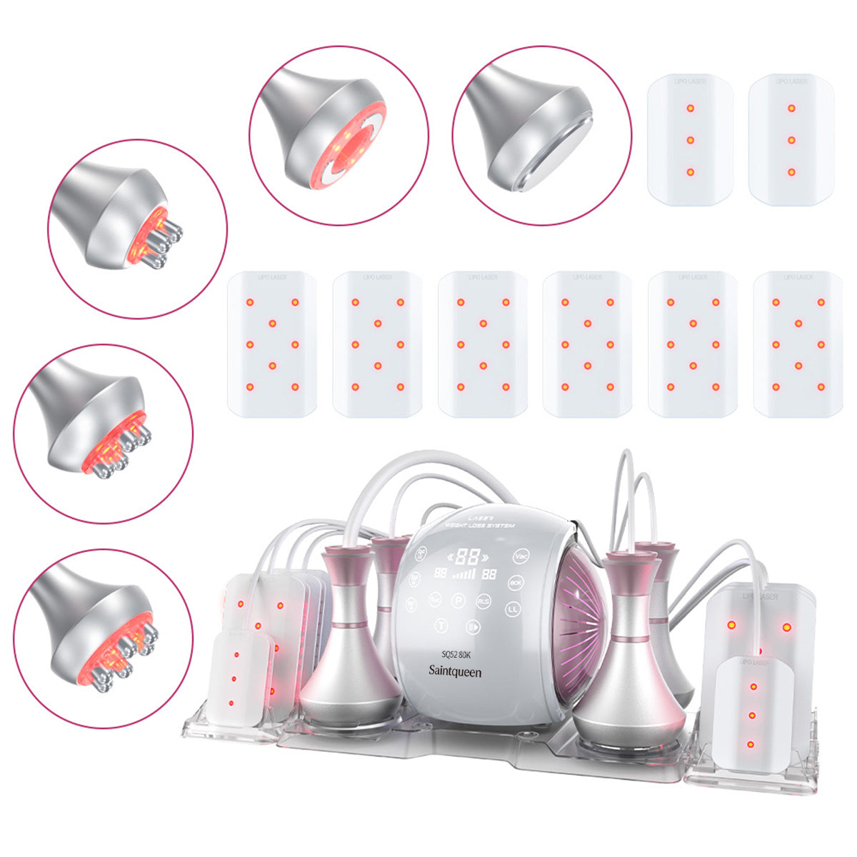 SQ52 Pro | Body Balance Laser Pad 6-in-1 80K Body-Contouring-Gerät – Ultraschall-Kavitation, multipolare RF, Vakuummassage und Laser-Lipo-Pads