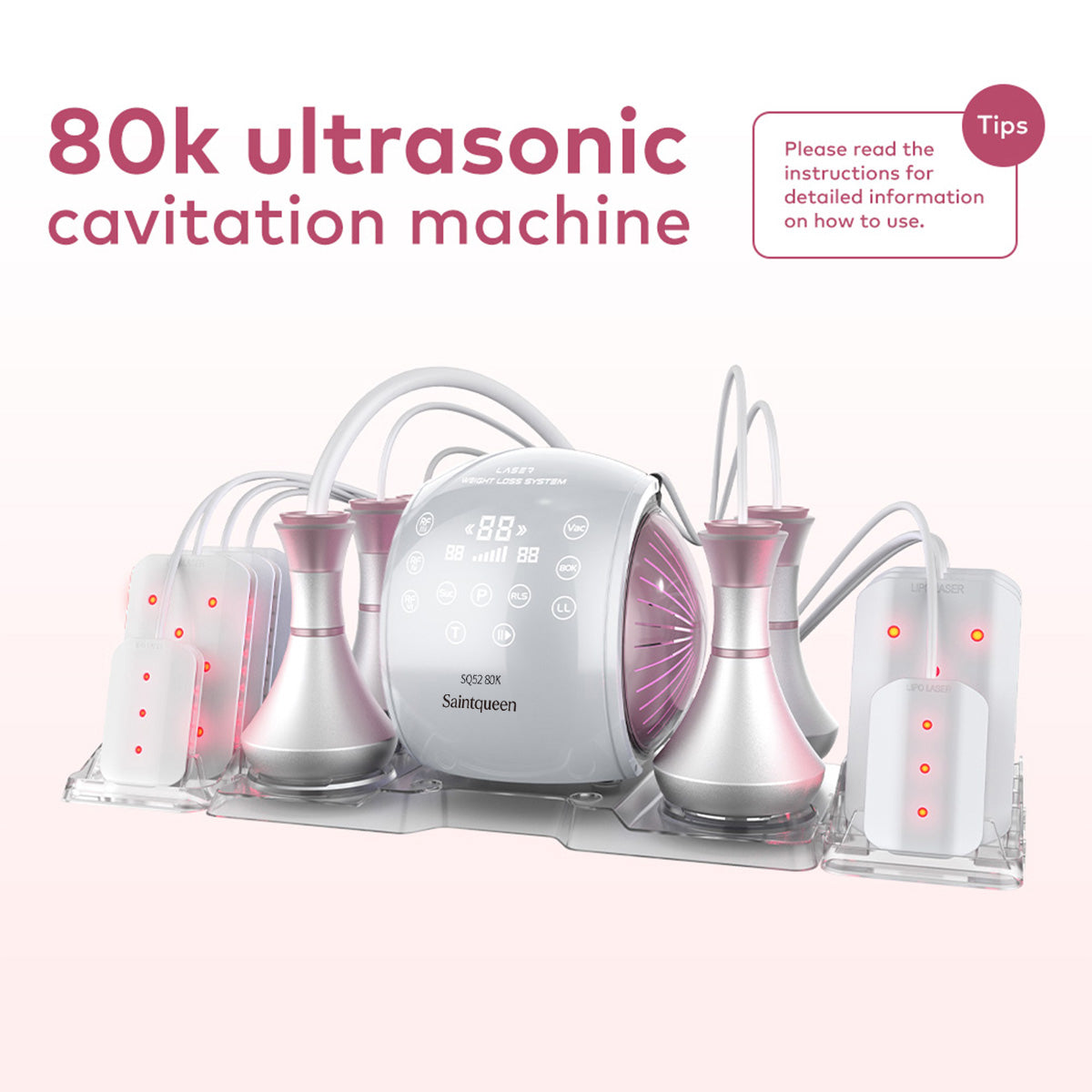 SQ52 Pro | Body Balance Laser Pad 6-in-1 80K Body-Contouring-Gerät – Ultraschall-Kavitation, multipolare RF, Vakuummassage und Laser-Lipo-Pads