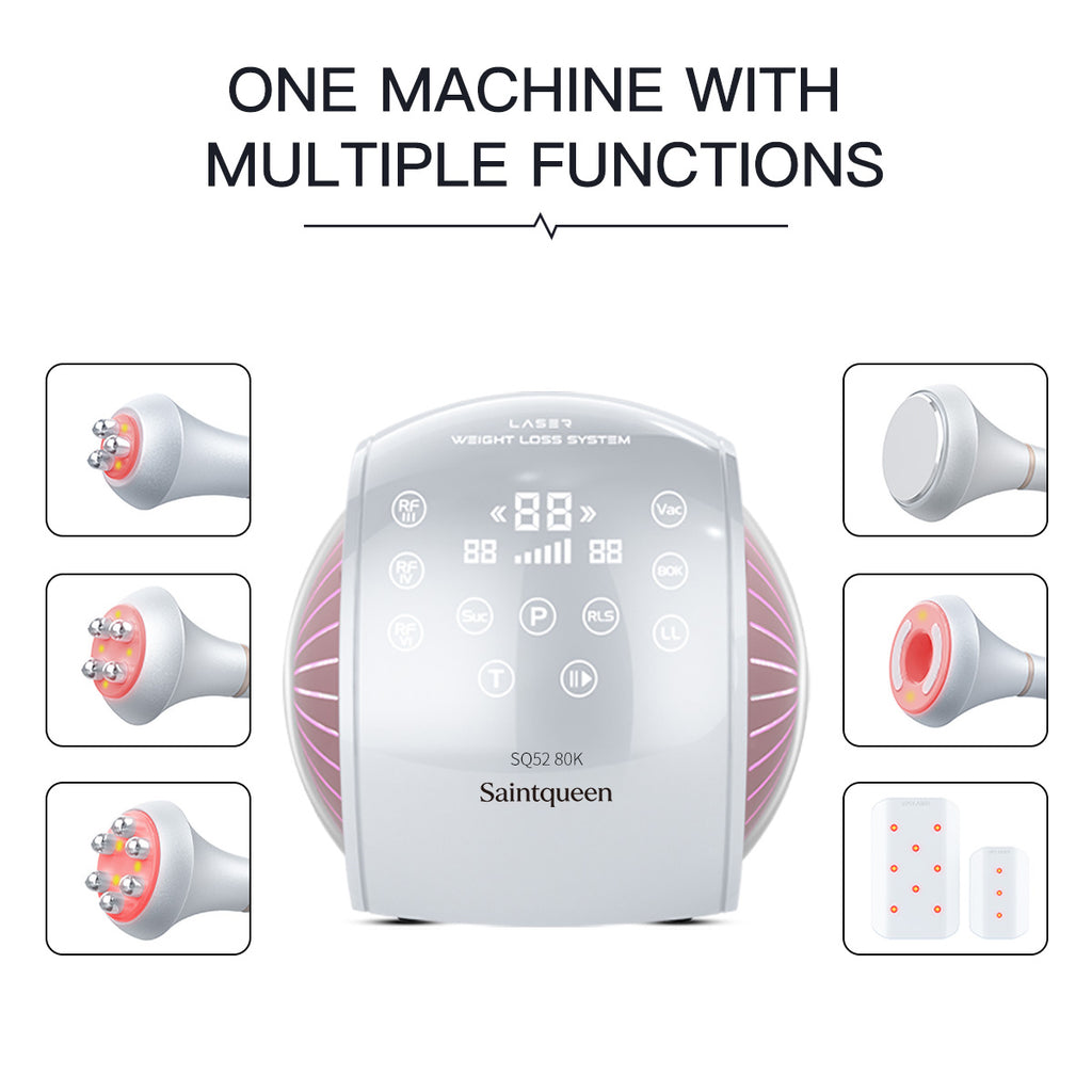 SQ52 Pro | Body Balance Laser Pad 6-in-1 80K Body-Contouring-Gerät – Ultraschall-Kavitation, multipolare RF, Vakuummassage und Laser-Lipo-Pads