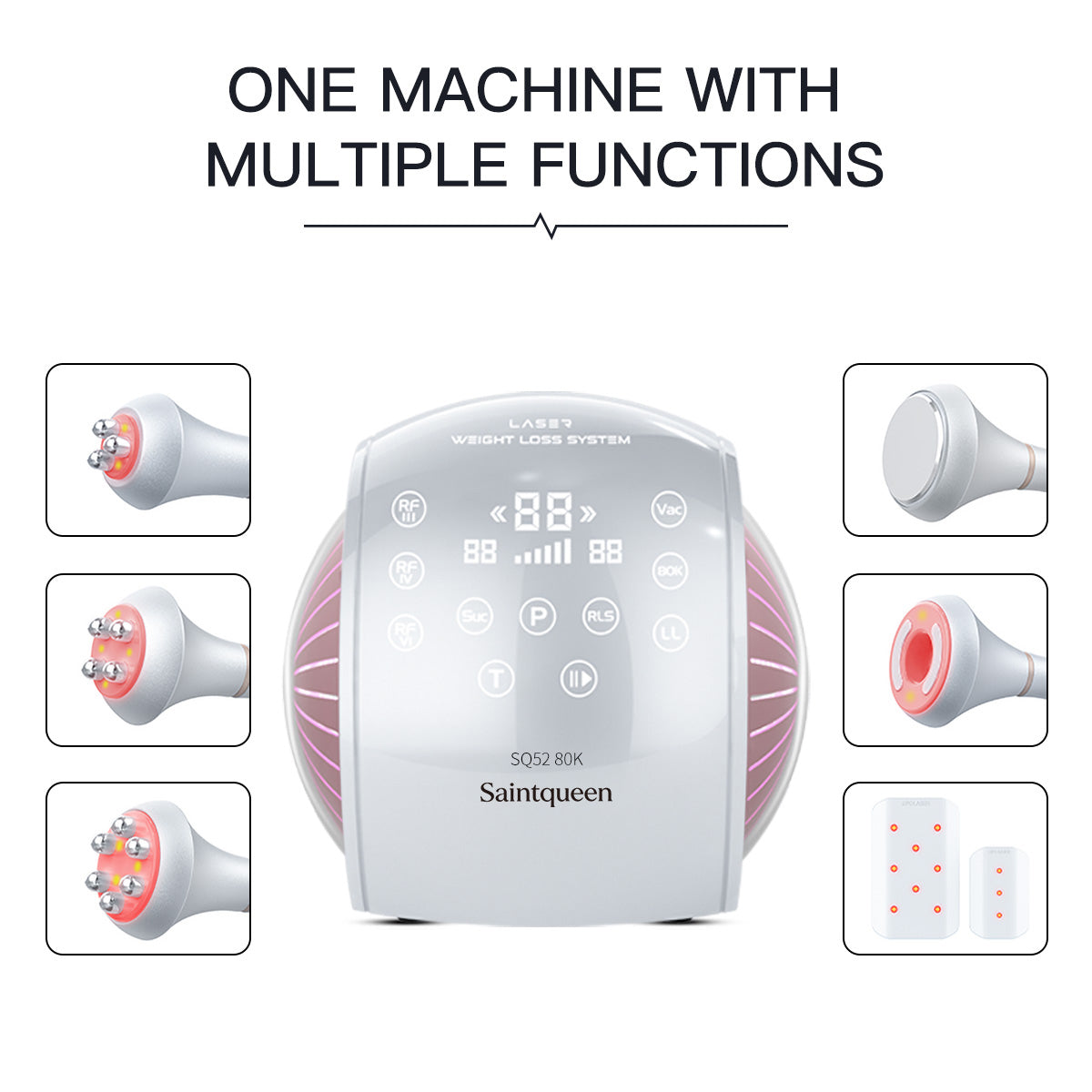 SQ52 Pro | Body Balance Laser Pad 6-in-1 80K Body-Contouring-Gerät – Ultraschall-Kavitation, multipolare RF, Vakuummassage und Laser-Lipo-Pads