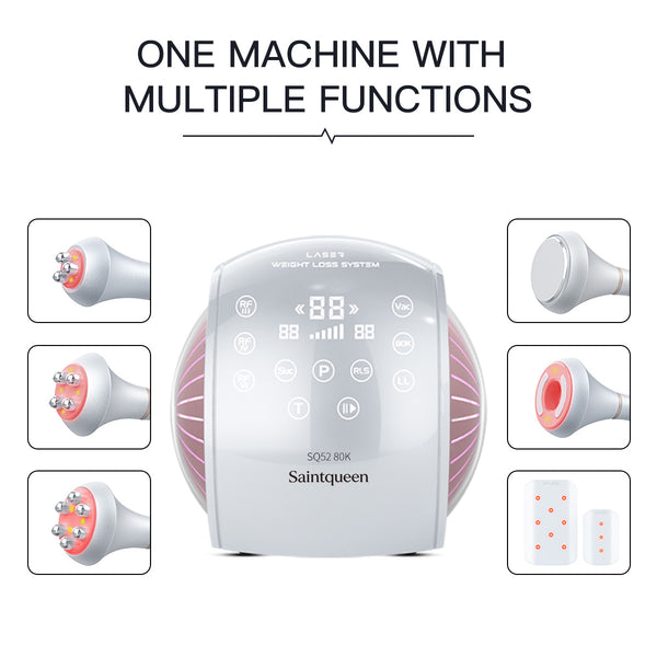 SQ52 Pro | Body Balance Laser Pad 6-in-1 80K Body-Contouring-Gerät – Ultraschall-Kavitation, multipolare RF, Vakuummassage und Laser-Lipo-Pads