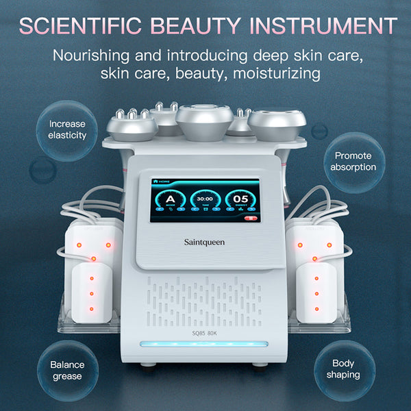 SQ85C Pro | Aura Sculpt Laser Pad 6-in-1 80K Body-Contouring-Gerät – Ultraschall-Kavitation, multipolare RF, Vakuummassage und Laser-Lipo-Pads