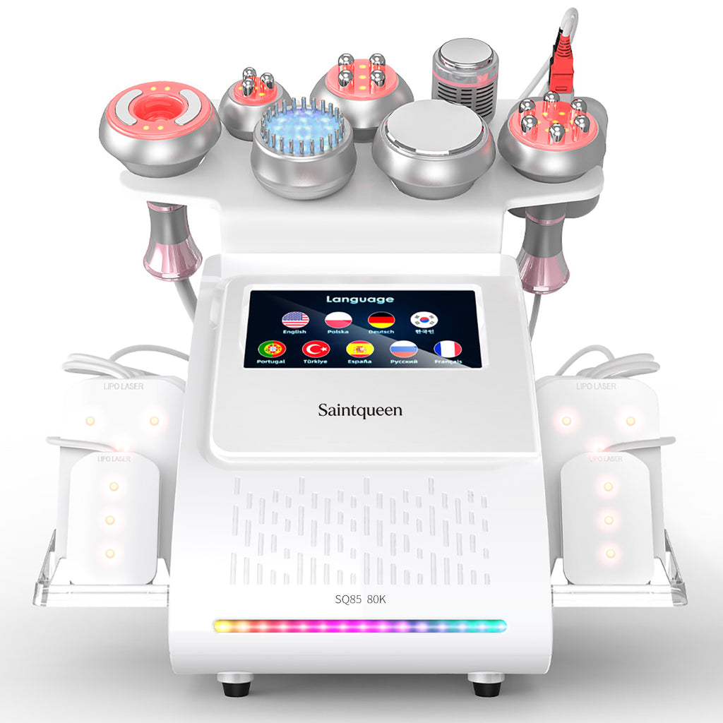 SQ85D Plus | Aura Sculpt Vacuum + Microcurrent 9-in-1 80K Body-Contouring-Gerät – Ultraschall-Kavitation, multipolare RF, Vakuummassage und Laser-Lipo-Pads