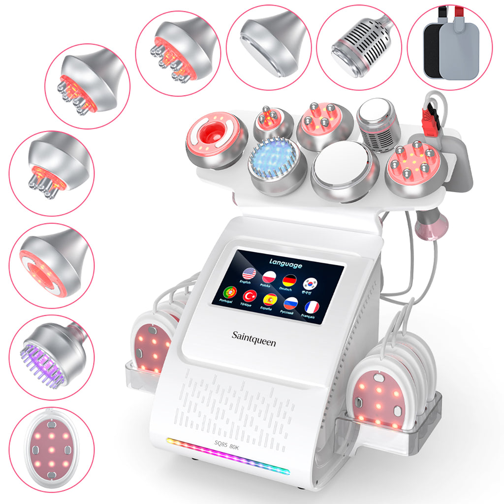 SQ85E Plus | Aura Sculpt RF Heat + Microcurrent 9-in-1 80K Body-Contouring-Gerät – Ultraschall-Kavitation, multipolare RF, EMS und Mikrostrom