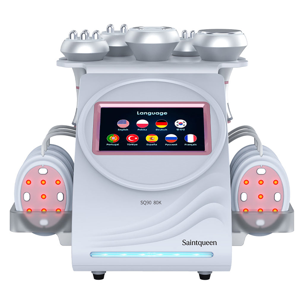 SQ90B Pro | Form & Firm EMS 6-in-1 80K Body-Contouring-Gerät – Ultraschall-Kavitation, multipolare RF, Vakuummassage und Laser-Lipo-Pads