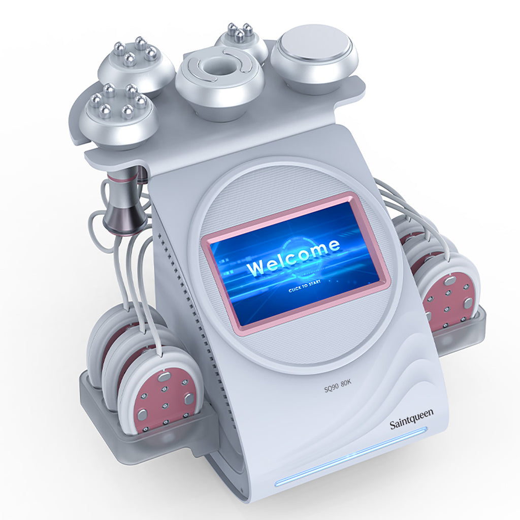 SQ90B Pro | Form & Firm EMS 6-in-1 80K Body-Contouring-Gerät – Ultraschall-Kavitation, multipolare RF, Vakuummassage und Laser-Lipo-Pads