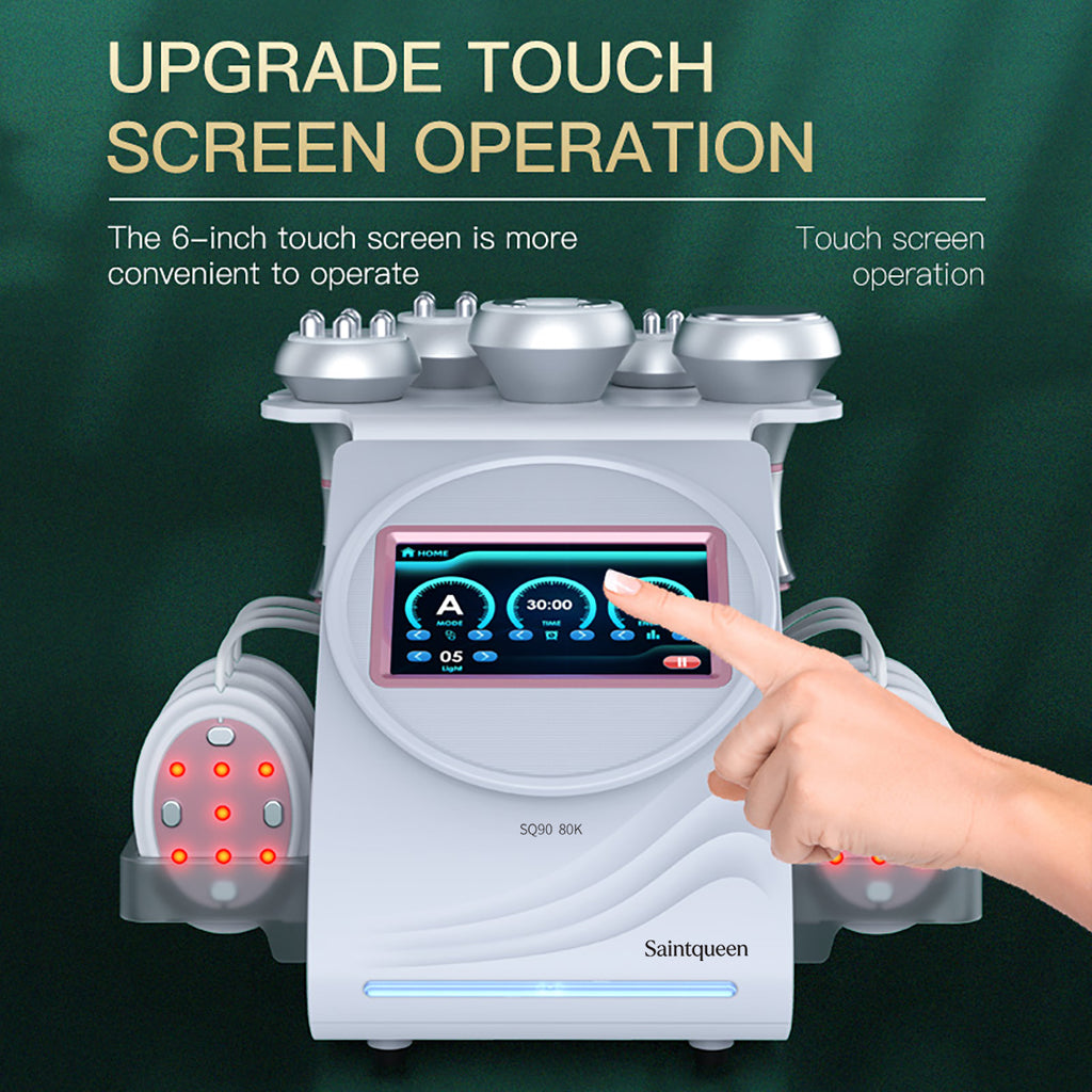 SQ90B Pro | Form & Firm EMS 6-in-1 80K Body-Contouring-Gerät – Ultraschall-Kavitation, multipolare RF, Vakuummassage und Laser-Lipo-Pads