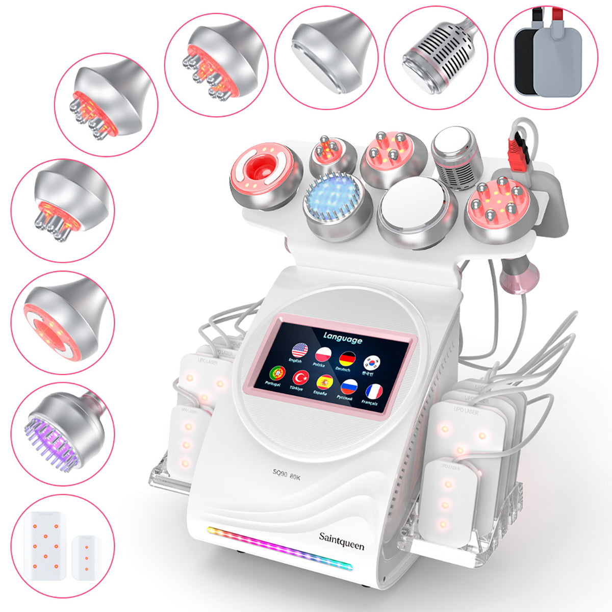 SQ90D Plus | Form & Firm Laser + Microcurrent 9-in-1 80K Body-Contouring-Gerät – Ultraschall-Kavitation, multipolare RF, Vakuummassage und Laser-Lipo-Pads Hauptbild