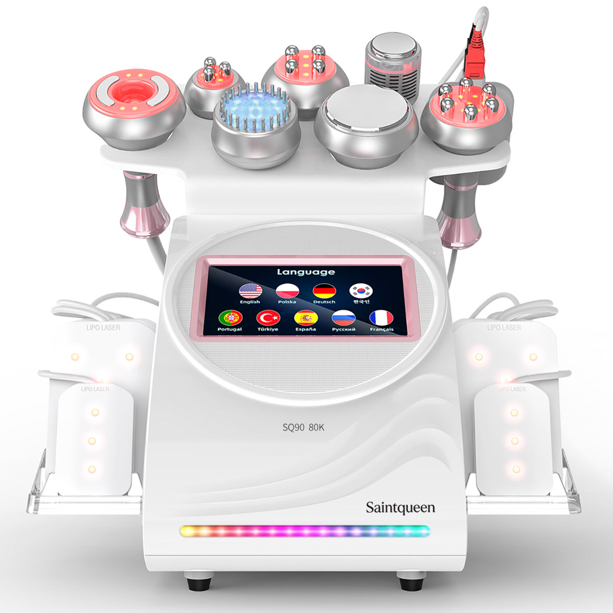 SQ90D Plus | Form & Firm Laser + Microcurrent 9-in-1 80K Body-Contouring-Gerät – Ultraschall-Kavitation, multipolare RF, Vakuummassage und Laser-Lipo-Pads
