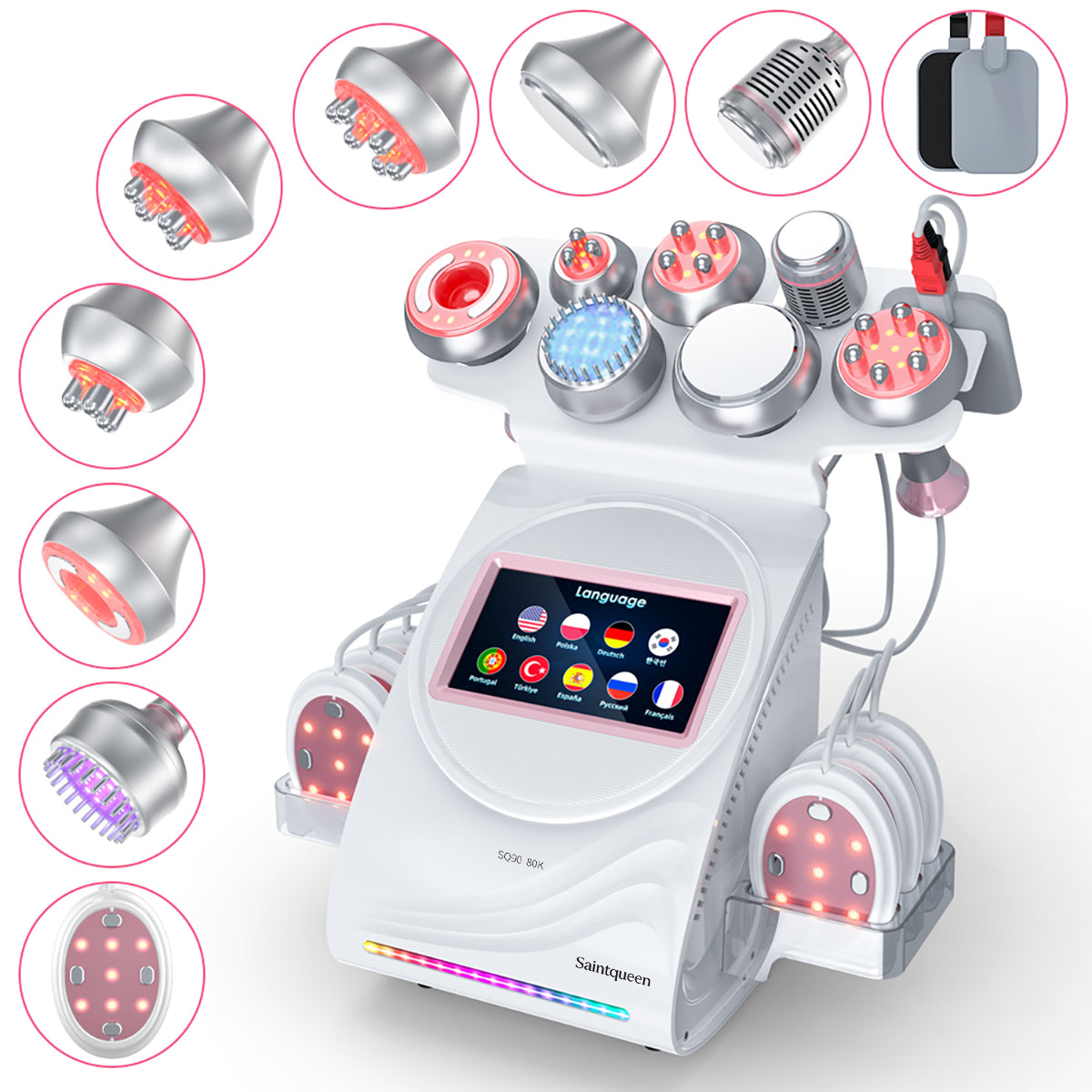 SQ90E Plus | Form & Firm Vacuum + Microcurrent 9-in-1 80K Body-Contouring-Gerät – Ultraschall-Kavitation, multipolare RF, Vakuummassage und Laser-Lipo-Pads Hauptbild