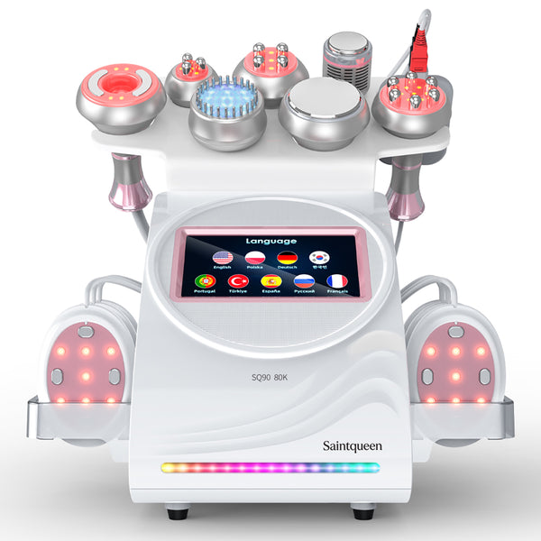 SQ90E Plus | Form & Firm Vacuum + Microcurrent 9-in-1 80K Body-Contouring-Gerät – Ultraschall-Kavitation, multipolare RF, Vakuummassage und Laser-Lipo-Pads