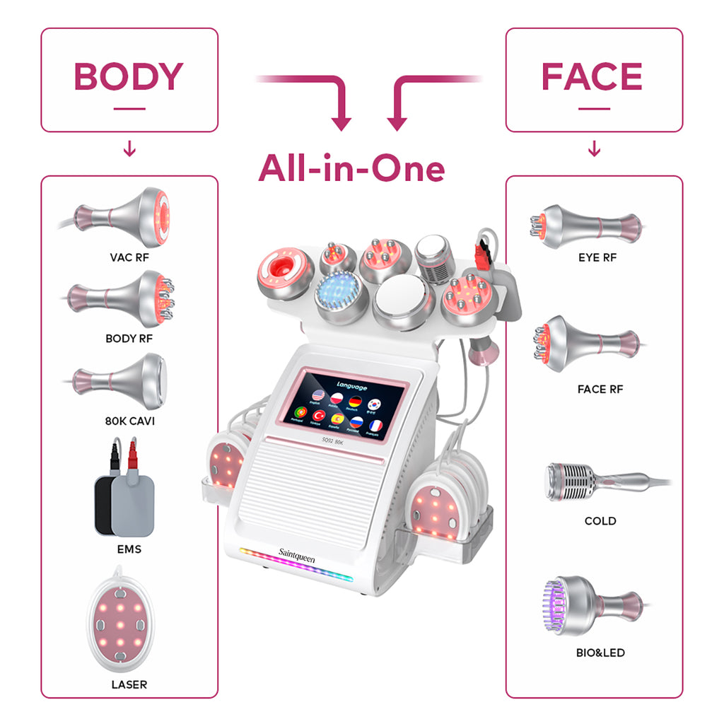 SQ92E Plus | Contour Complete Cooling + Microcurrent 9-in-1 80K Body-Contouring-Gerät – Ultraschall-Kavitation, multipolare RF, Mikrostrom und Kühlfunktion