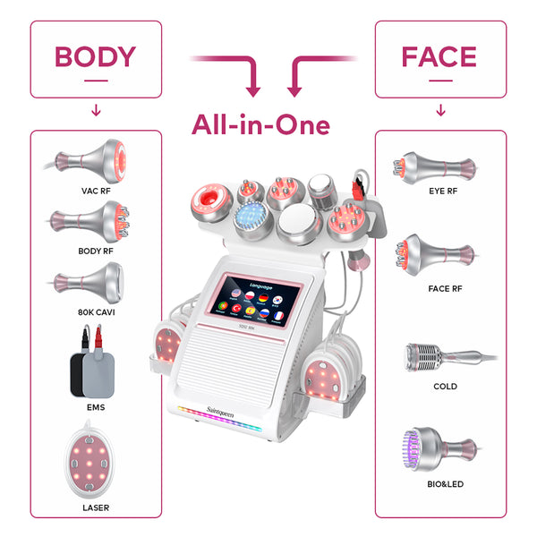 SQ92E Plus | Contour Complete Cooling + Microcurrent 9-in-1 80K Body-Contouring-Gerät – Ultraschall-Kavitation, multipolare RF, Mikrostrom und Kühlfunktion