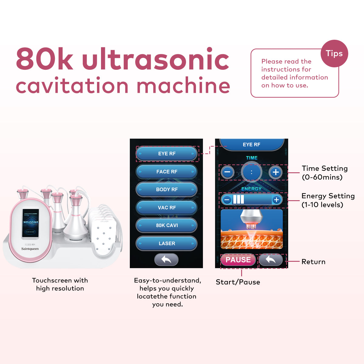 SQ121A Pro | Contour Pro Laser Pad 6-in-1 80K Body-Contouring-Gerät – Ultraschall-Kavitation, multipolare RF, Vakuummassage und Laser-Lipo-Pads
