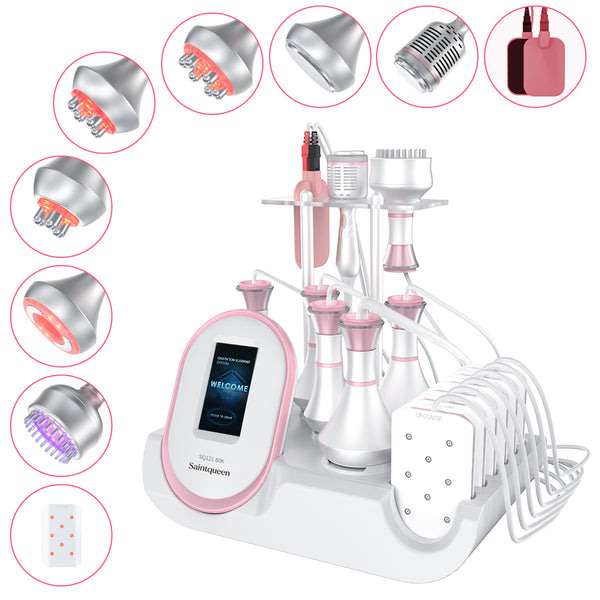 SQ121C Plus | Contour Plus EMS 9-in-1 80K Body-Contouring-Gerät – Ultraschall-Kavitation, multipolare RF, Vakuummassage und Laser-Lipo-Pads