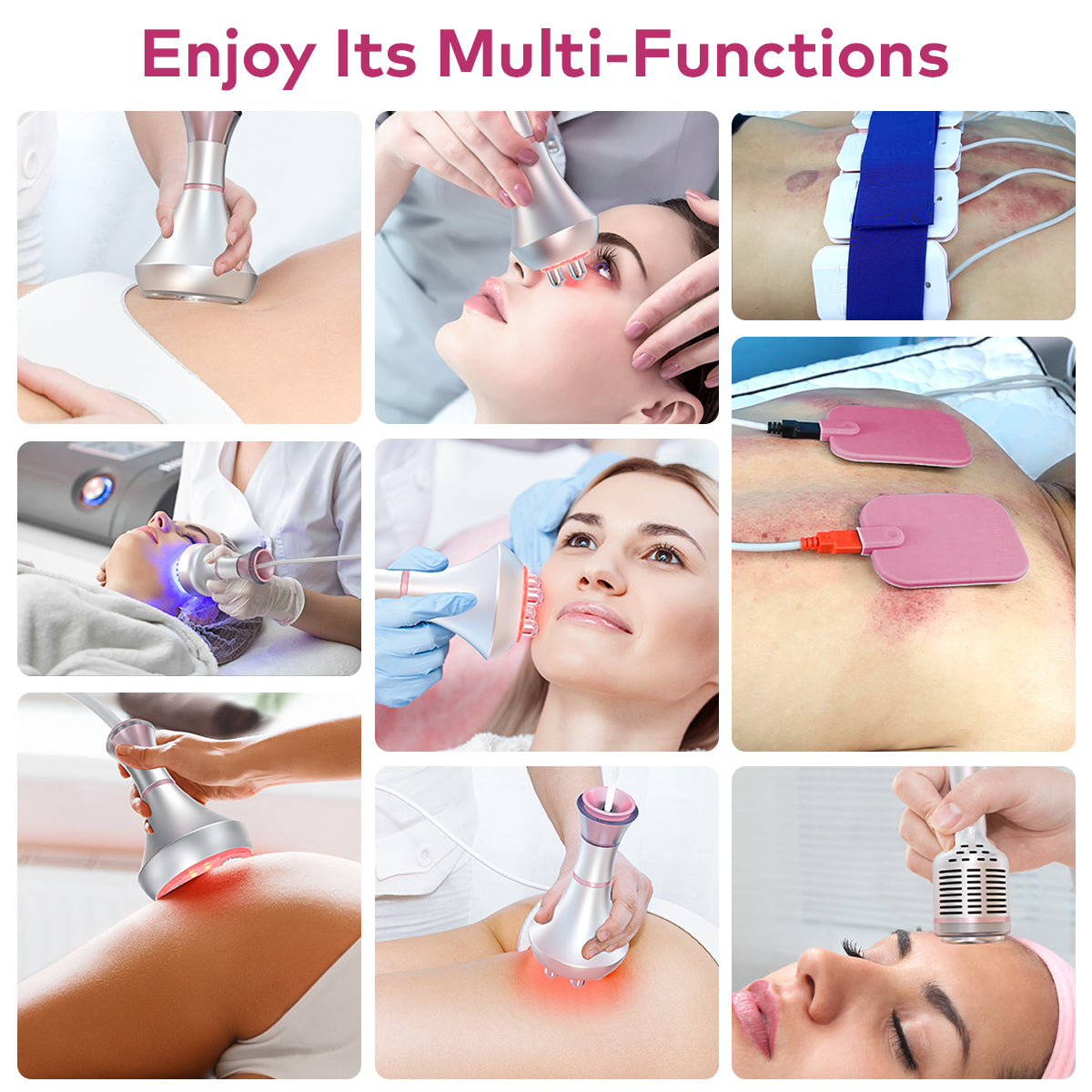 SQ121C Plus | Contour Plus EMS 9-in-1 80K Body-Contouring-Gerät – Ultraschall-Kavitation, multipolare RF, Vakuummassage und Laser-Lipo-Pads