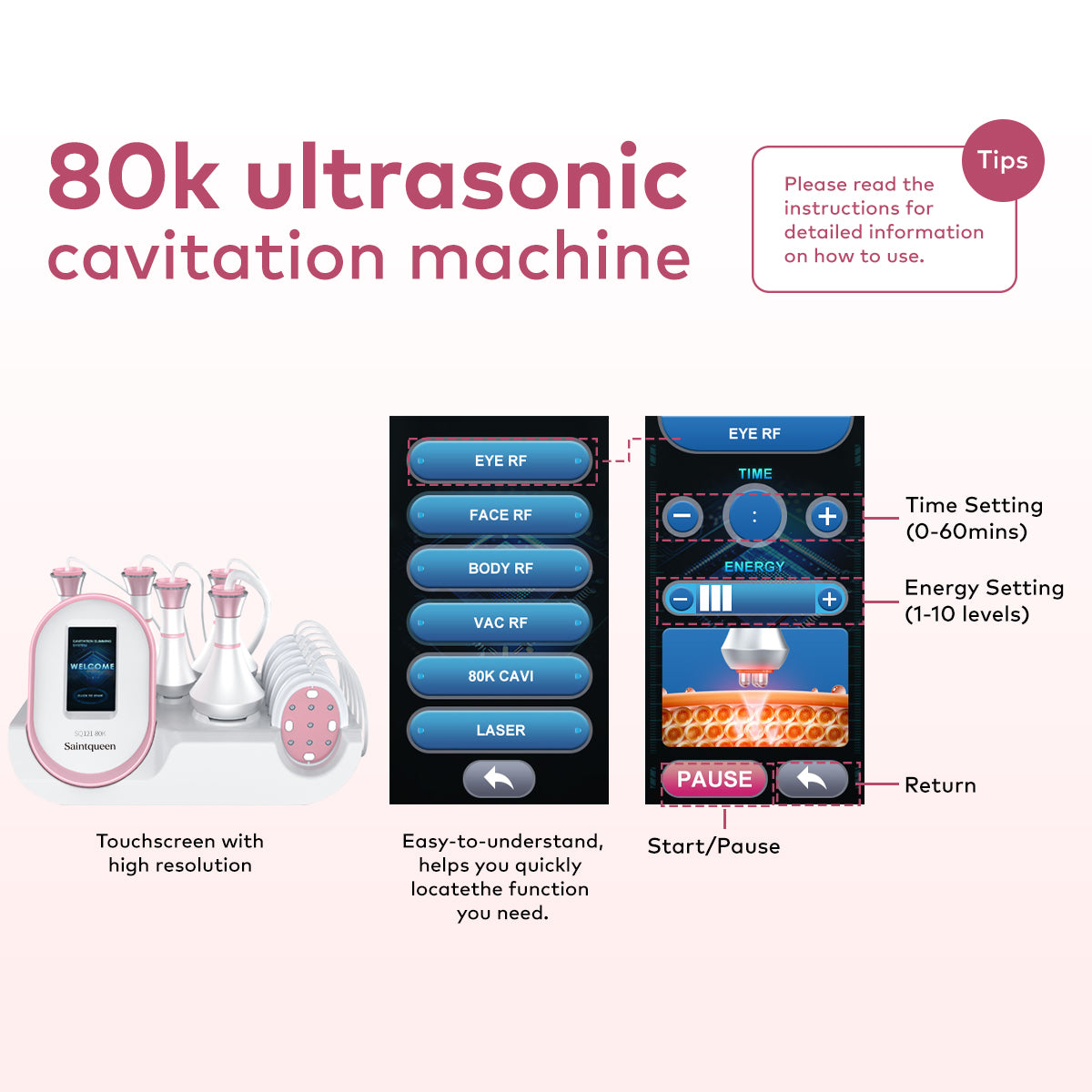 SQ121B Pro | Contour Pro Vacuum + Microcurrent 6-in-1 80K Body-Contouring-Gerät – Ultraschall-Kavitation, multipolare RF, Vakuummassage und EMS