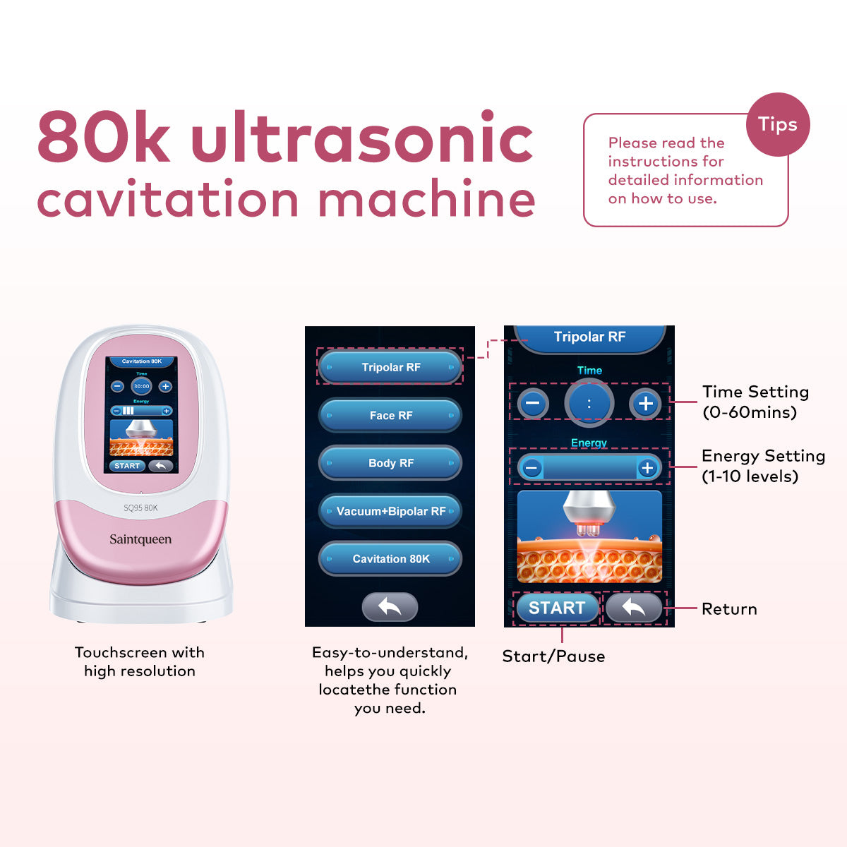 SQ95A Pro | Shape Studio Vacuum 5-in-1 80K Body-Contouring-Gerät – Ultraschall-Kavitation, multipolare RF und Vakuummassage