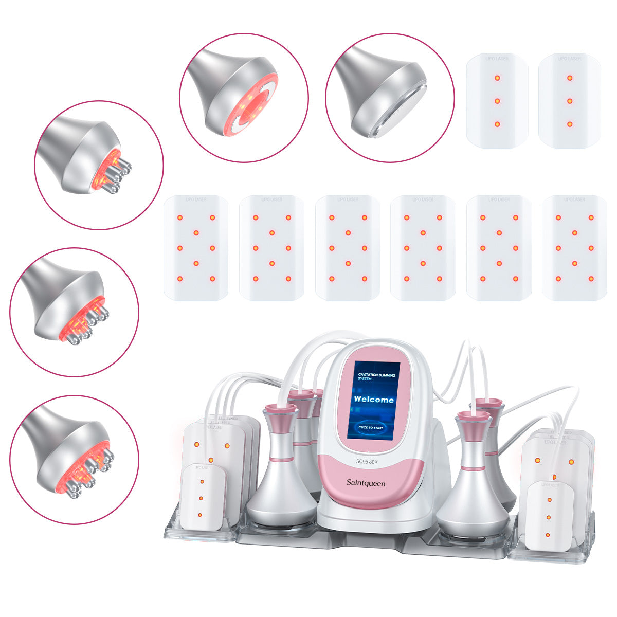 SQ95C Pro | Shape Studio Laser Pad 6-in-1 80K Body-Contouring-Gerät – Ultraschall-Kavitation, multipolare RF, Vakuummassage und Laser-Lipo-Pads