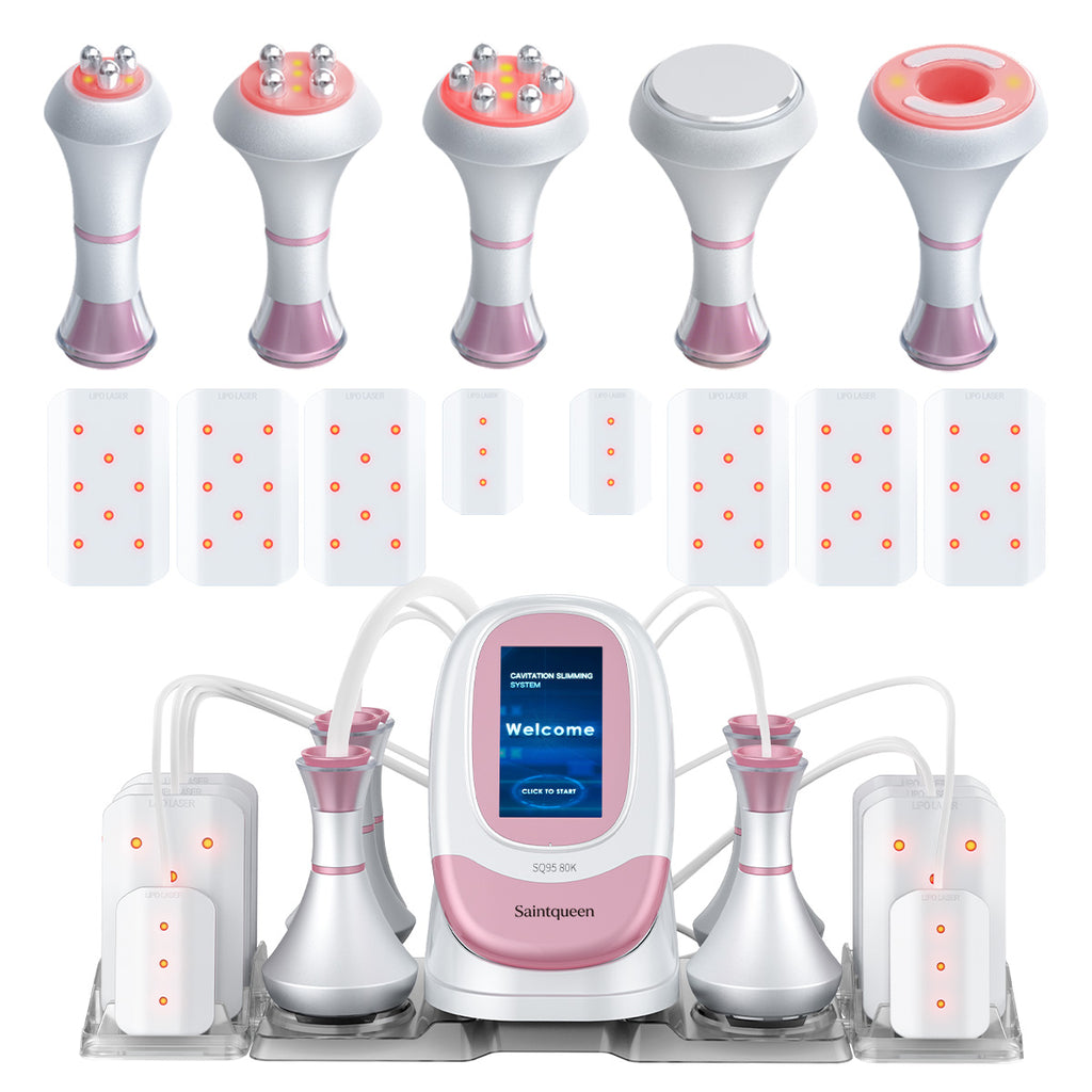 SQ95C Pro | Shape Studio Laser Pad 6-in-1 80K Body-Contouring-Gerät – Ultraschall-Kavitation, multipolare RF, Vakuummassage und Laser-Lipo-Pads
