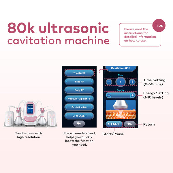 SQ95C Pro | Shape Studio Laser Pad 6-in-1 80K Body-Contouring-Gerät – Ultraschall-Kavitation, multipolare RF, Vakuummassage und Laser-Lipo-Pads