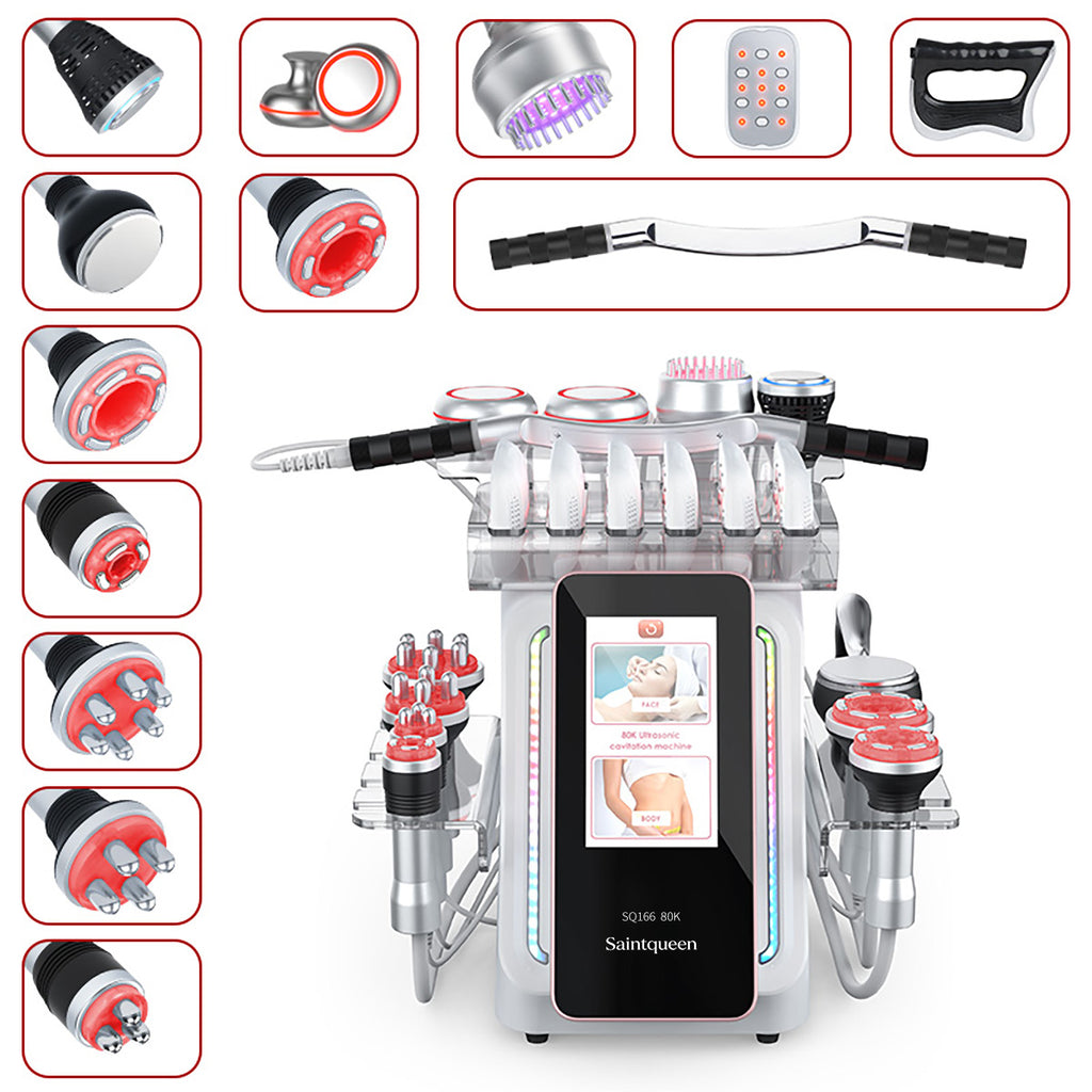 SQ166 Ultra | Total Studio EMS All-in-One 80K Body-Contouring-Gerät – Ultraschall-Kavitation, multipolare RF, Vakuummassage und Laser-Lipo-Pads