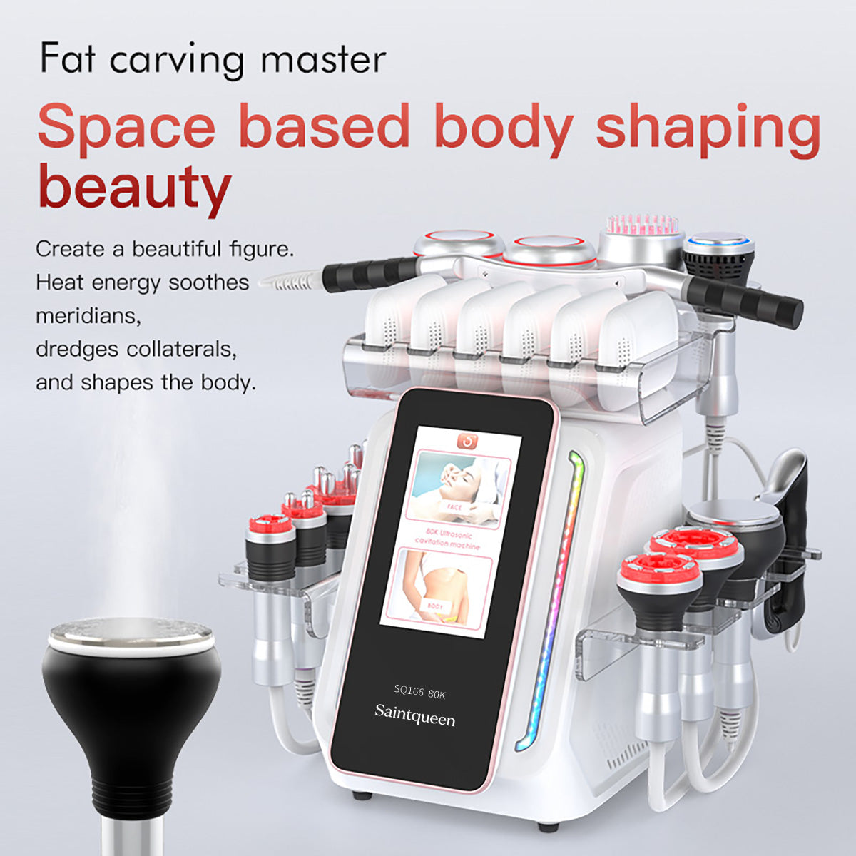 SQ166 Ultra | Total Studio EMS All-in-One 80K Body-Contouring-Gerät – Ultraschall-Kavitation, multipolare RF, Vakuummassage und Laser-Lipo-Pads