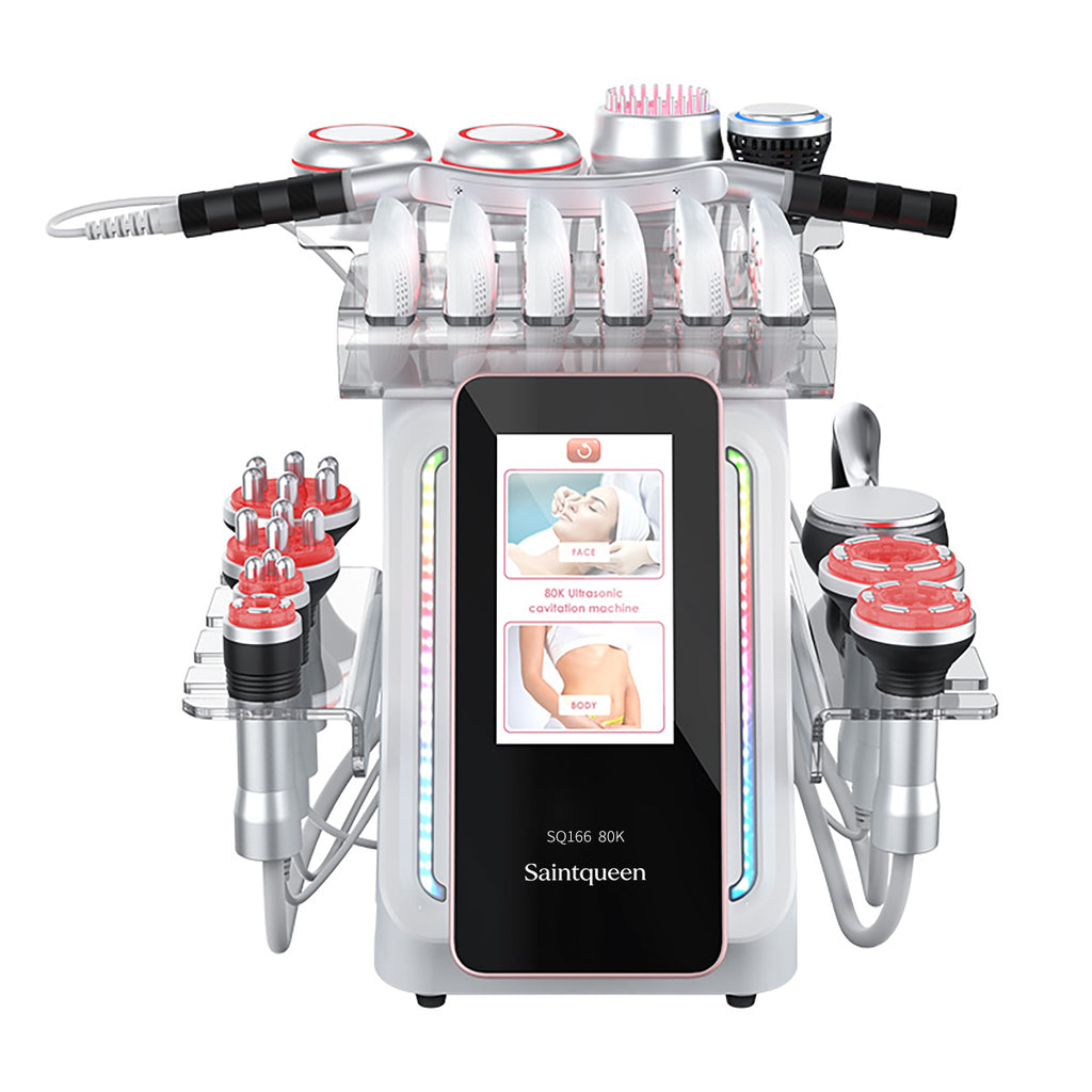 SQ166 Ultra | Total Studio EMS All-in-One 80K Body-Contouring-Gerät – Ultraschall-Kavitation, multipolare RF, Vakuummassage und Laser-Lipo-Pads