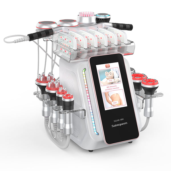 SQ166 Ultra | Total Studio EMS All-in-One 80K Body-Contouring-Gerät – Ultraschall-Kavitation, multipolare RF, Vakuummassage und Laser-Lipo-Pads