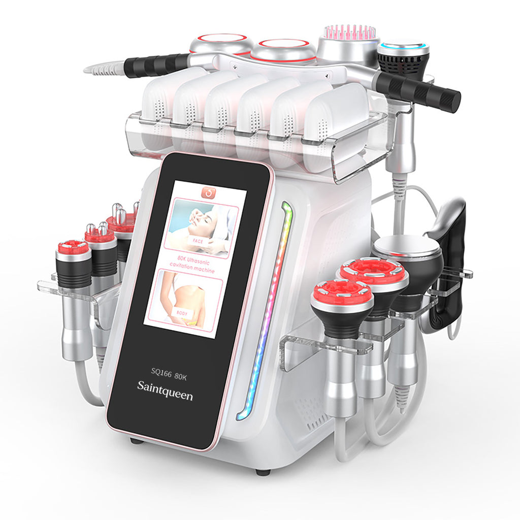 SQ166 Ultra | Total Studio EMS All-in-One 80K Body-Contouring-Gerät – Ultraschall-Kavitation, multipolare RF, Vakuummassage und Laser-Lipo-Pads