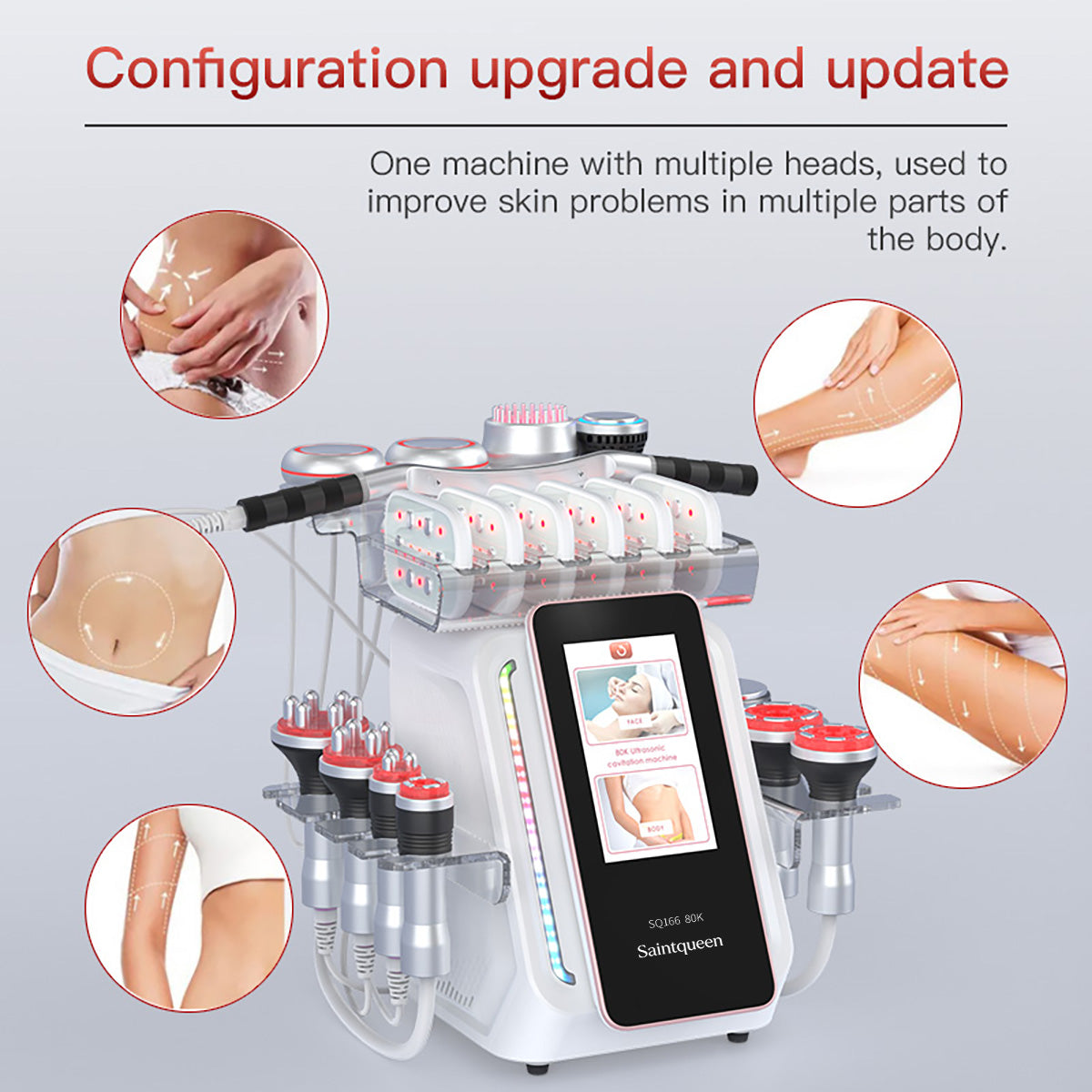 SQ166 Ultra | Total Studio EMS All-in-One 80K Body-Contouring-Gerät – Ultraschall-Kavitation, multipolare RF, Vakuummassage und Laser-Lipo-Pads