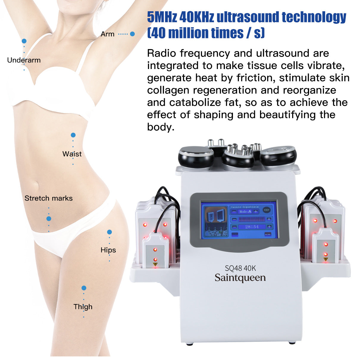 SQ48 Pro 6-in-1-Kavitationsgerät mit 40K und Laserplatten