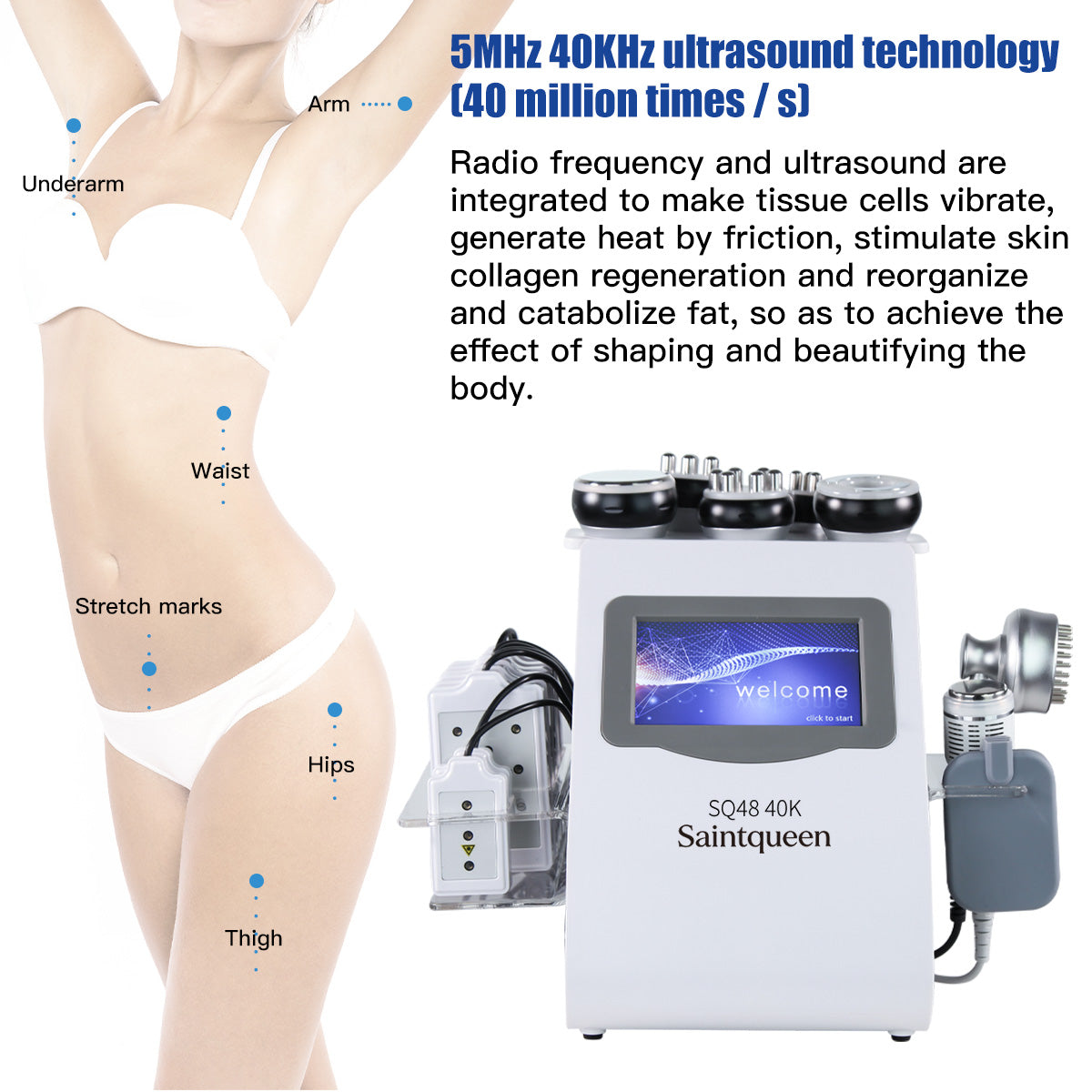 SQ48 Plus 9-in-1-Kosmetikgerät mit 40K-Kavitation und RF