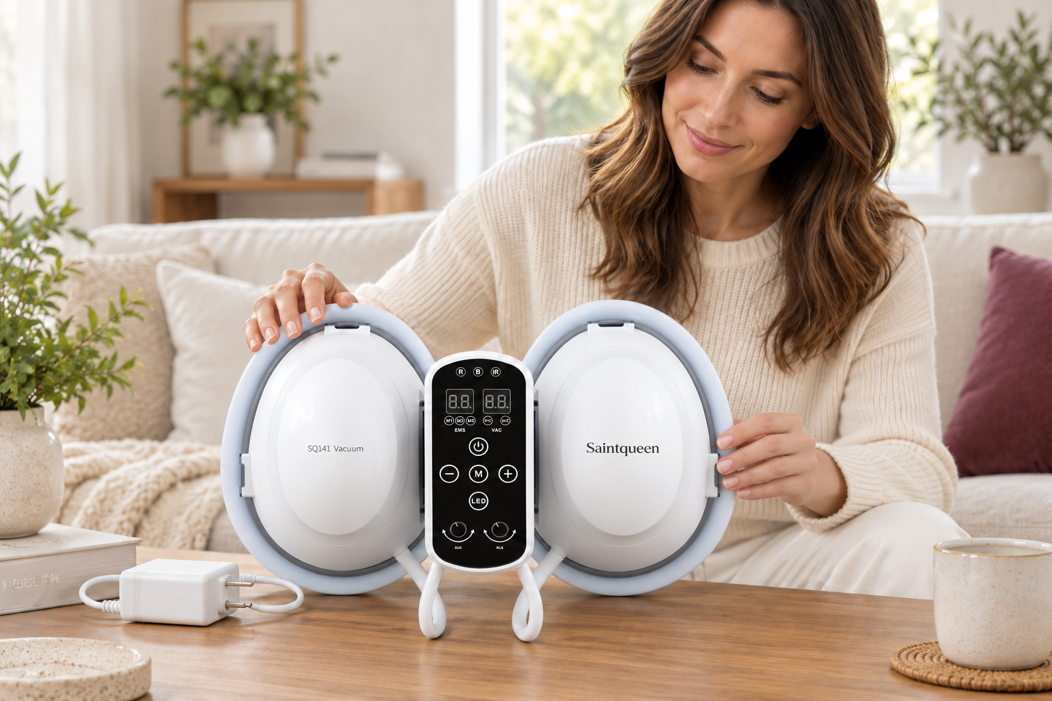 SQ141 Tragbares Brustmassagegerät mit Saugfunktion, EMS und LED Zweitbild